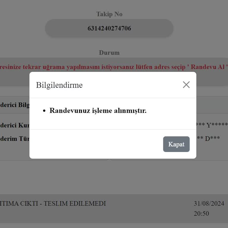 Kuryenet Sorumsuzluğu (Teslim Edilmeyen Kart Hak.)
