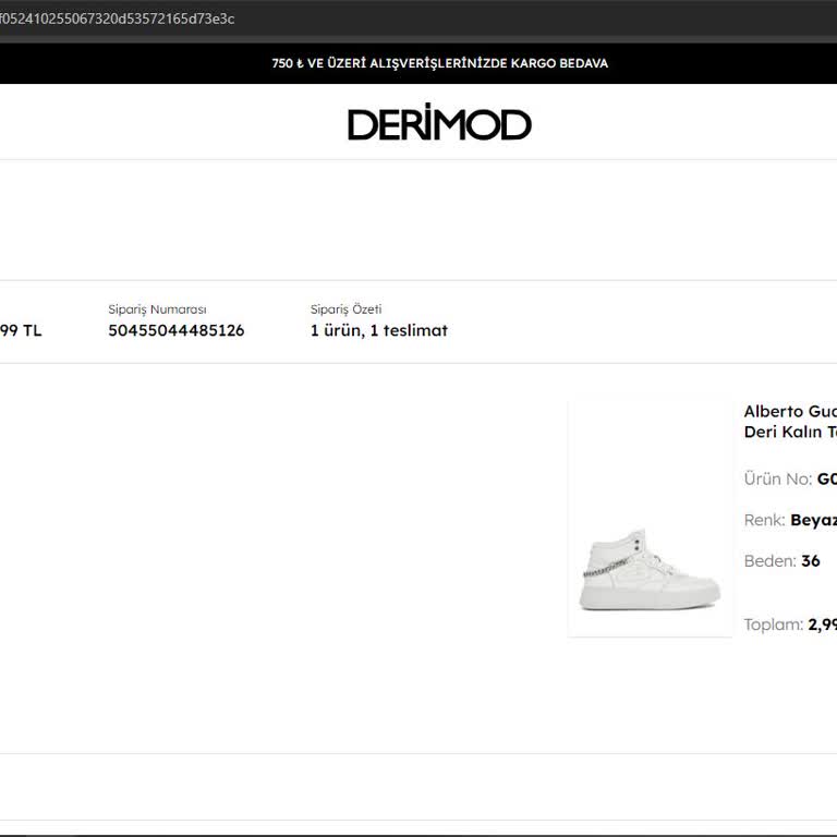 Derimod Gerçekleşmeyen Sipariş İptal