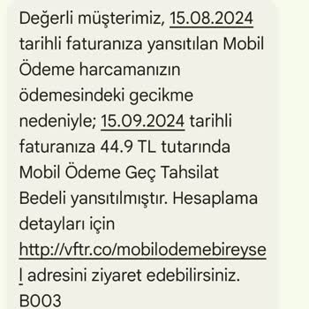 Vodafone'un Haksız Geç Ödeme Bedeli Uygulaması
