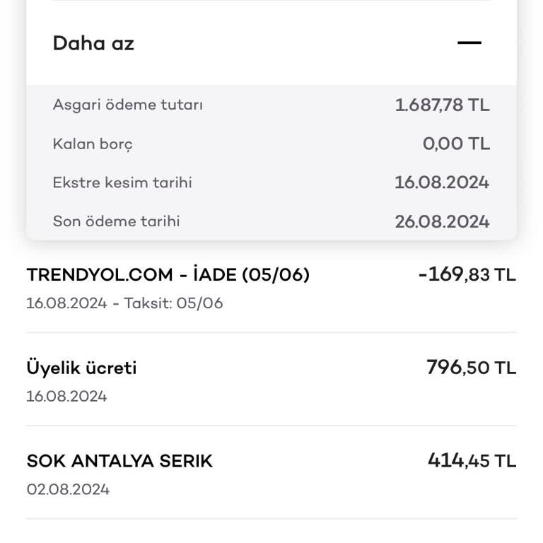 Üyelik Ücreti Akbank 796.50 Kuruş