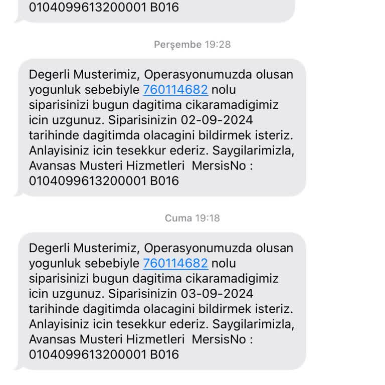 Avansas Siparişimi Göndermiyor. Müşteri Temsilcileri İlgilenmiyor.