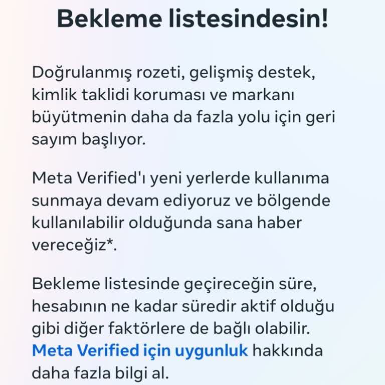 Meta Verified Bekleme Listesindeyim Çok Uzun Sürdü