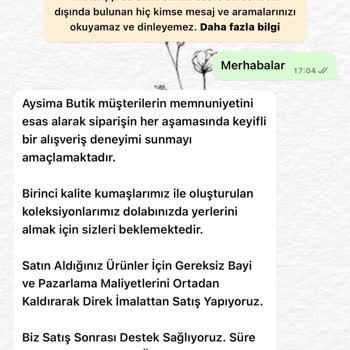 Aysima Boutique (aysimaboutiquee) Instagram Üzerinden Verilen Siparişin Ardından Yaşanan Sorunlar