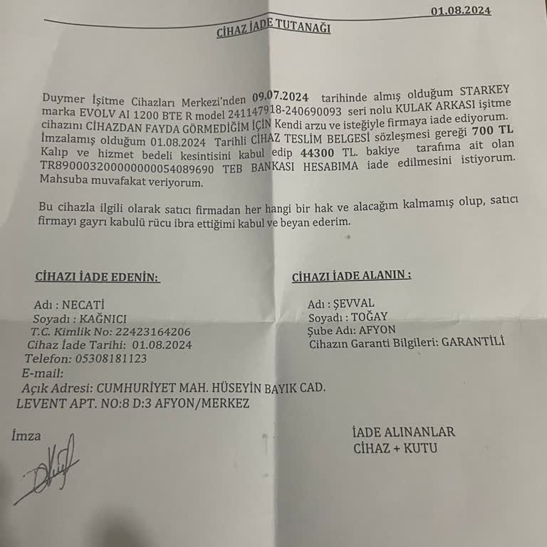 Duymer İşitme Cihazları Para İadesi Yapılmıyor 1 Aydır