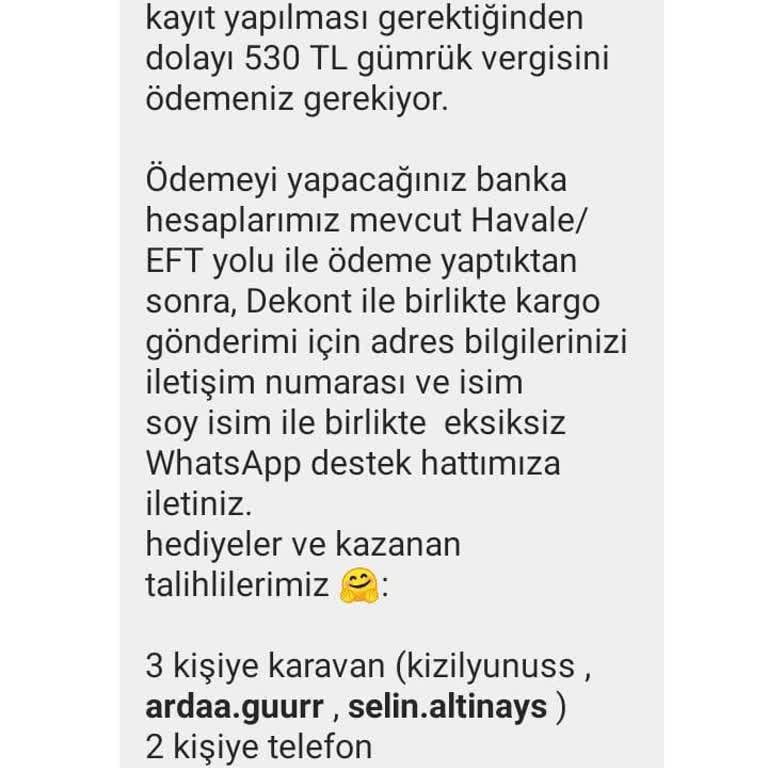 Elsanur Karavan Telefon Çekilişi Şikayet