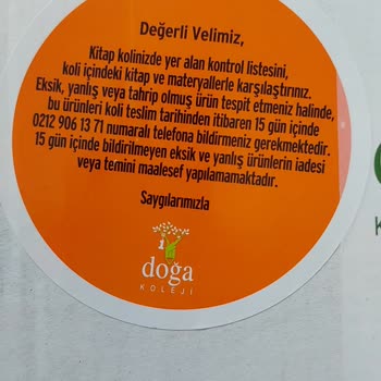 Doğa Koleji Eğitim Kurumları Hasarlı Ürün Ve Yetersiz Müşteri Hizmeti