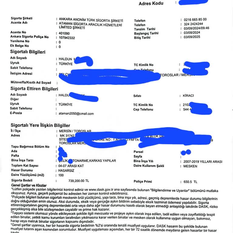 DASK Ankara Anonim Türk Sigorta Şirketi