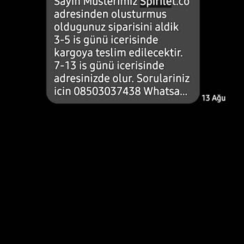 Spirilet Kargoyu Göndermedi!