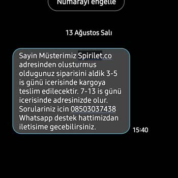 Spirilet Kargoyu Göndermedi!