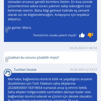 TurkNet İnternet Hizmeti Destek Sorunu