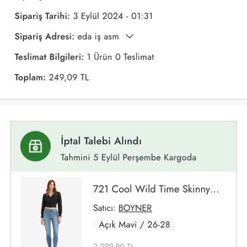 Boyner Tarafından Yapılan Sipariş İptali