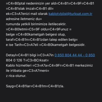 TÜRKSAT Kablo Net Aboneliği İptal Etmiyorlar Mailler Okunamıyor