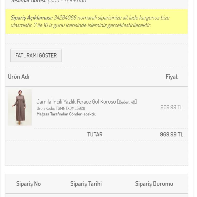 Sefamerve İade Ücretimi Yatırmıyor