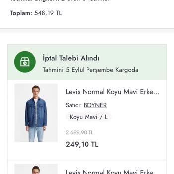 Boyner Levis Talep Olmadan Bilgi Verilmeden İptal Talebi Yapıldı