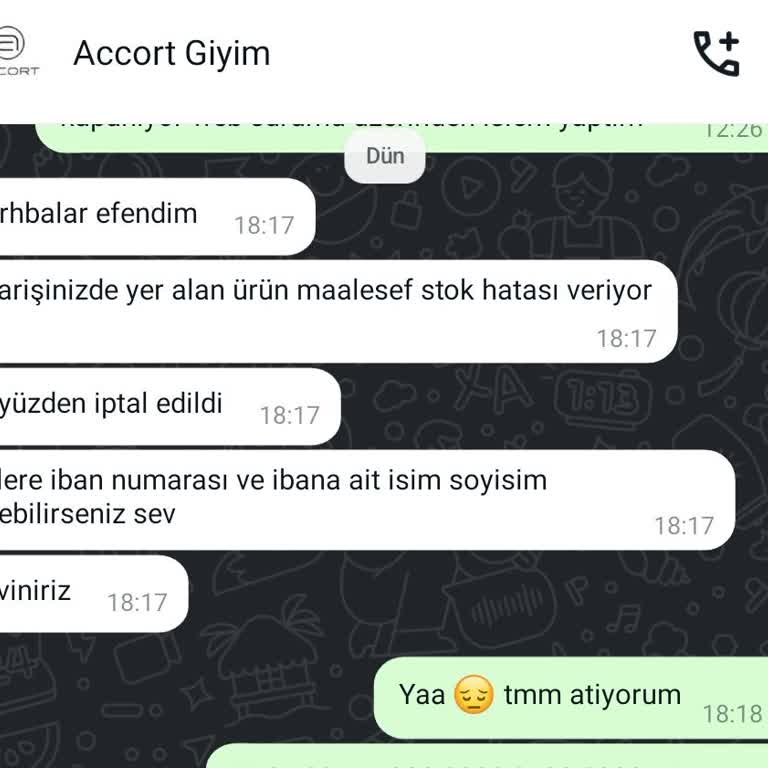 Accort Giyim İnternet Siparişimde Stok Hatası Ve İade Sorunu