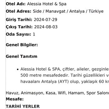 Alessia Hotel & Spa Otele Alınmadık Rezervasyonumuzu İptal Ettiklerini Söyledikler