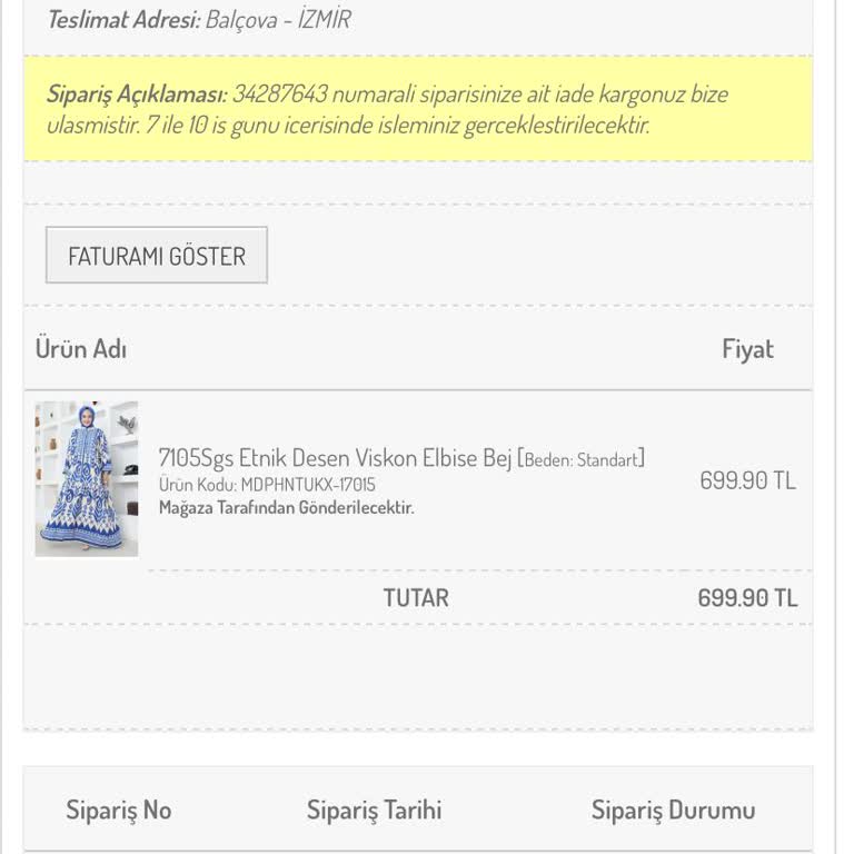 Sefamerve Elbise İadesi Ve Müşteri Hizmetleri Sorunu