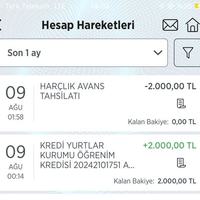 Ziraat Bankası Harçlık Avans Tahsilatı