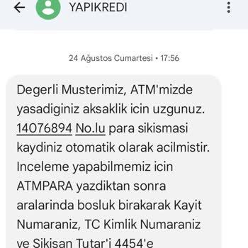 Yapı Kredi ATM'de Param Sıkıştı, 10 Gündür Çözüm Yok!