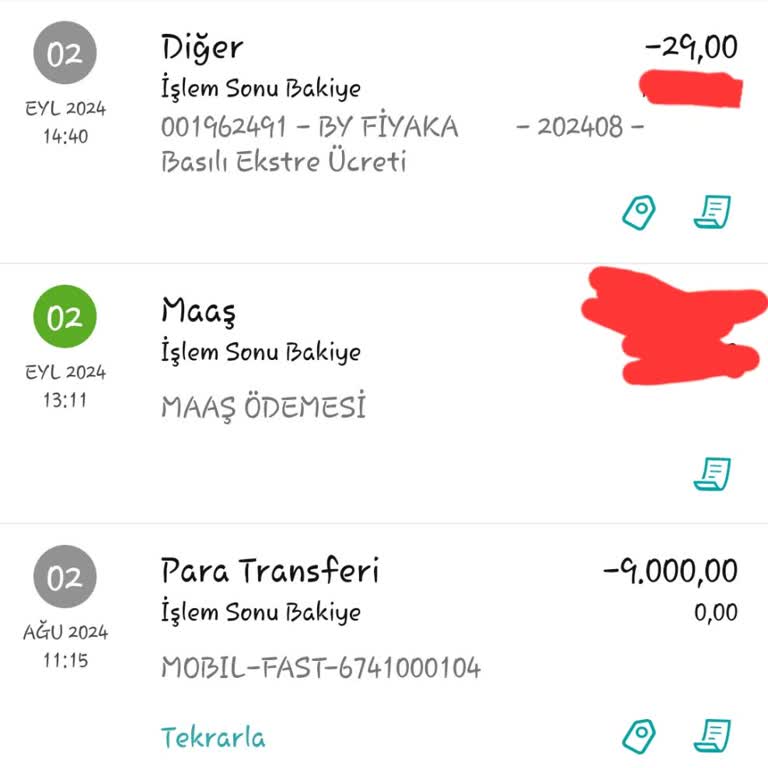 Garanti BBVA İşlem Olmayan Ve Gelmeyen Ekstre Basım Ücreti