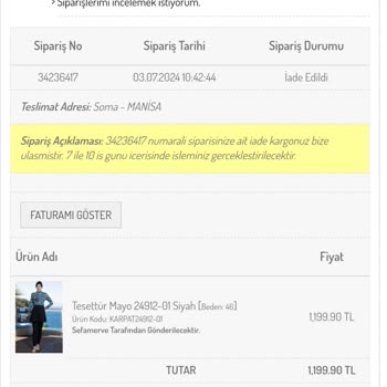 Sefamerve Para İadesi Yapmıyor!