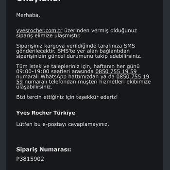 Yves Rocher Siparişin Firmaca İptal Edilmesi
