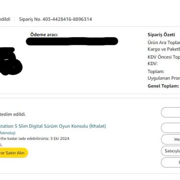 Amazon PS5 Siparişinde Yanlış Ürün Gönderip Ürünü Değiştirmiyor