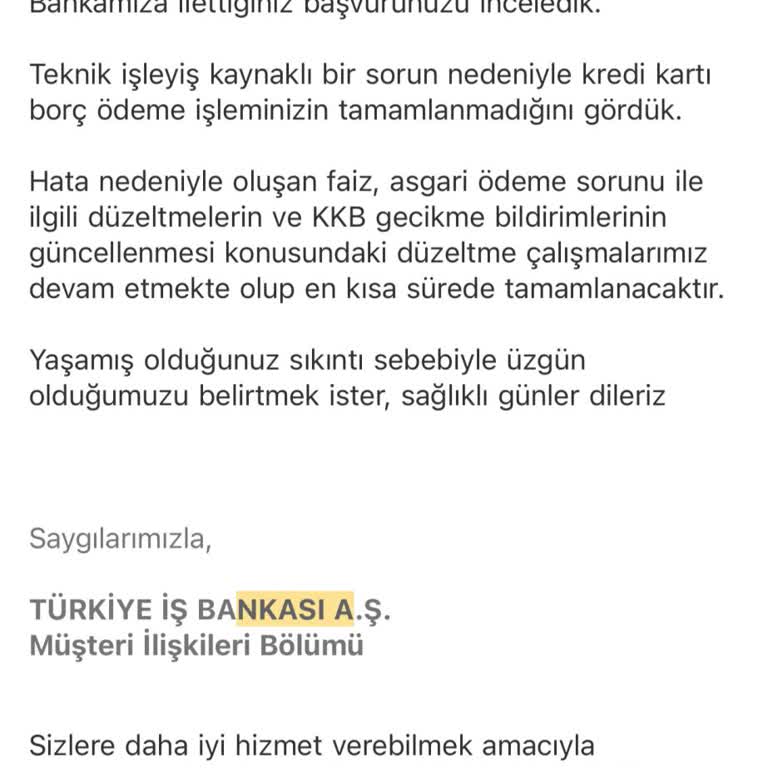 İş Bankası Hem İşletme Hem Kredi Puanıma Zarar Veriyor