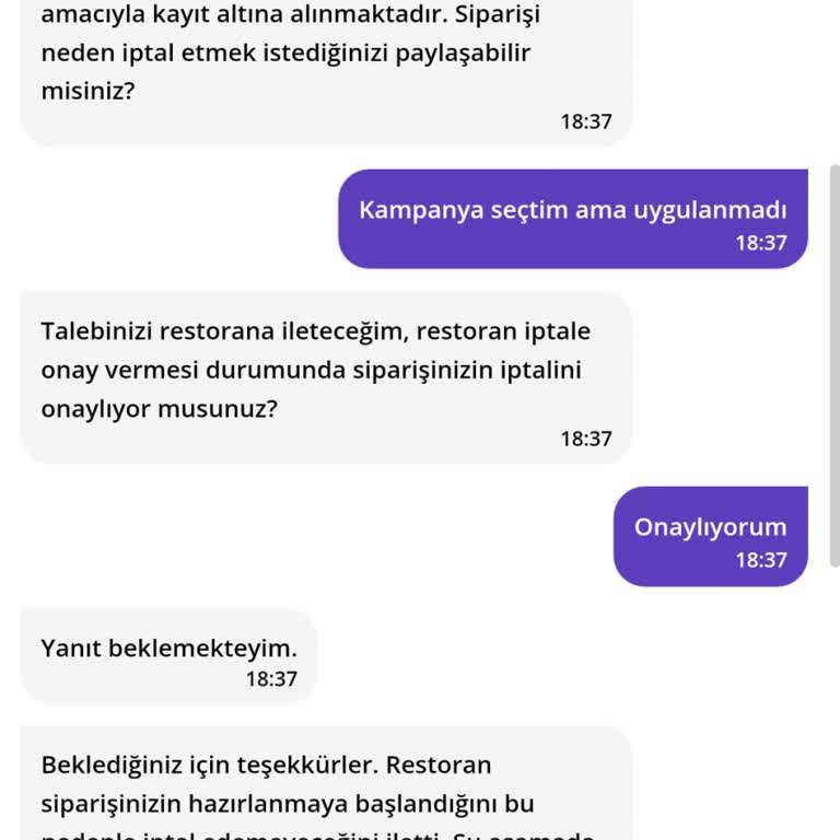 Getir'de Kampanya Uygulaması Sorunu Ve İptal Talebi