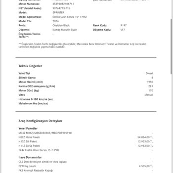 Mengerler Mercedes Sprinter Araç