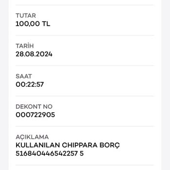 Akbank Hesabımdan Chip Para Borcu Adı Altında Haksız Çekilen 100 TL