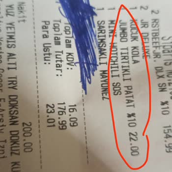 Arbys'ten Aldığım Menüde Verilmeyen Patates İçin Ekstra Ücret Ödetildi