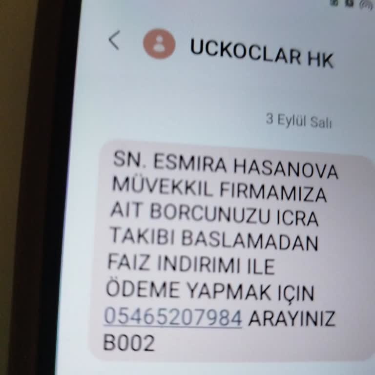 UCKOCLAR HK (SMS) Yanlış Borç Bildirimi Ve İsim Kullanımı Şikayeti