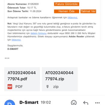 D Smart Yanlış Mail Adresine Bilgilendirme