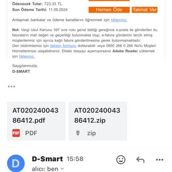 D Smart Yanlış Mail Adresine Bilgilendirme