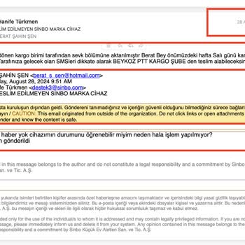 Sinbo Servis İçin Gönderdiğim Ürünümü Geri Göndermiyor