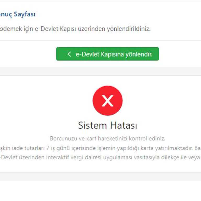 E-Devlet (Turkiye.gov.tr) Fatura Ödeme Sistem Hatası