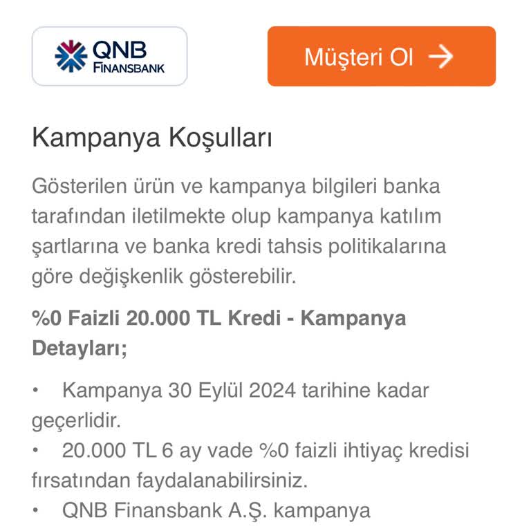QNB Finansbank Kampanyalı İhtiyaç Kredisinde Haksızlık