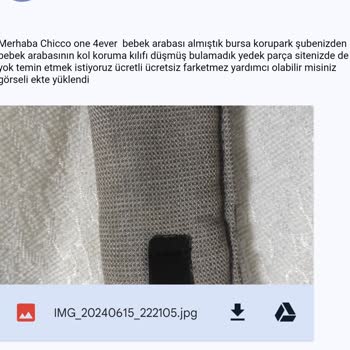 Chicco Yedek Parça Ürünümü Göndermiyor