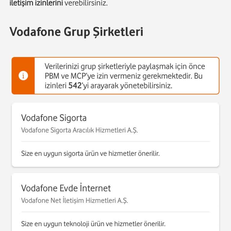 Vodafone Yanımda Uygulamasında Veri Kullanım İzni Sorunu