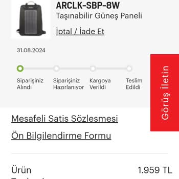 Arçelik Online Siparişimde İlgisizlik ve Gecikme