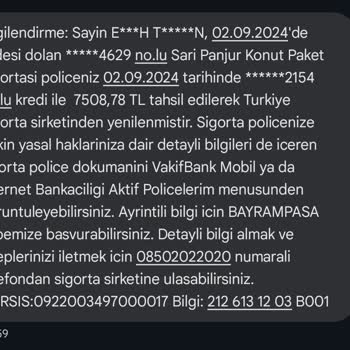 VakıfBank Sarı Panjur Konut Paket Sigortası İptali