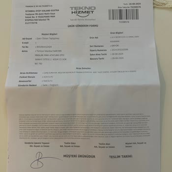 Teknosa Vialand Ürün Değişimi Yapmıyor