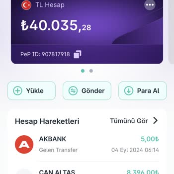 Pep Uygulamasında Para Transferi Sorunu