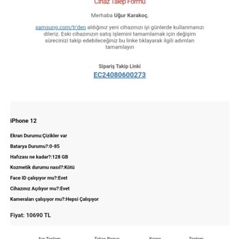 Samsung Cep Telefonu Takas Mağduriyeti