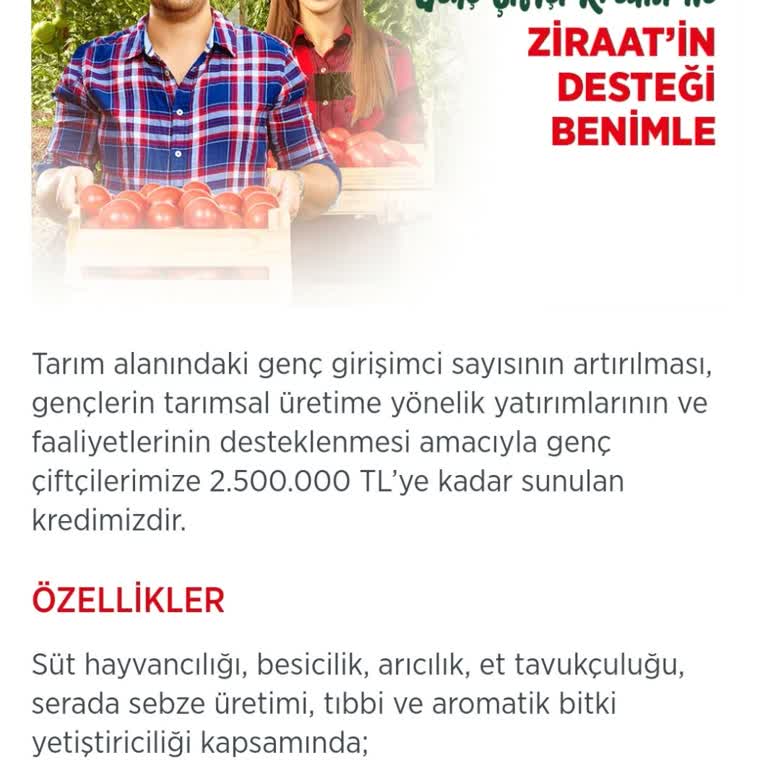 Ziraat Bankası Genç Çiftçi Kredisi