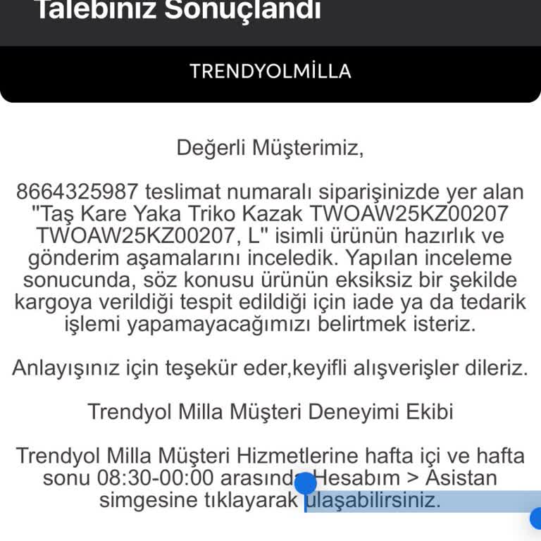 Trendyolmilla Eksik Ürün Yolladı Ve Tedarik Etmiyor