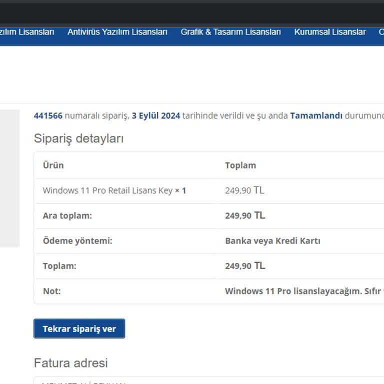 Sağlam Lisans Ücret Ödememe Rağmen Ürünüm Teslim Edilmedi