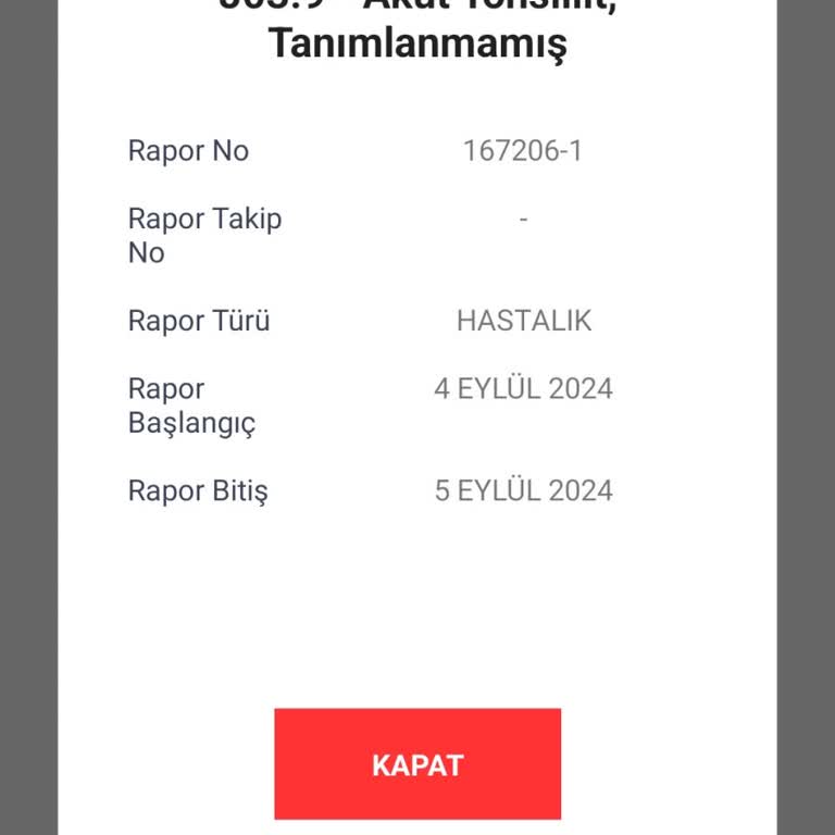 E Nabız İstirahat Raporu Görünmüyor