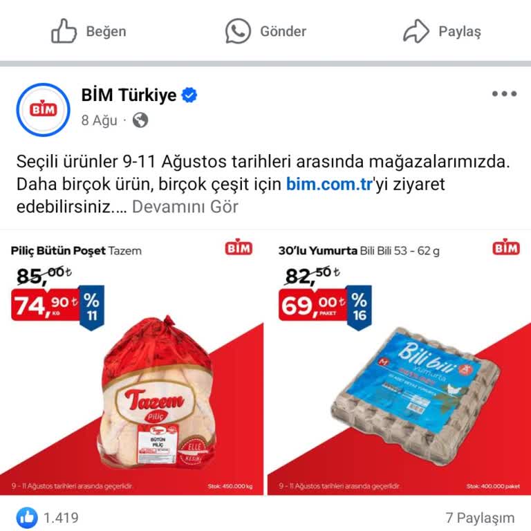BİM Yumurta Fiyatlarındaki Anormal Artışa Tepki